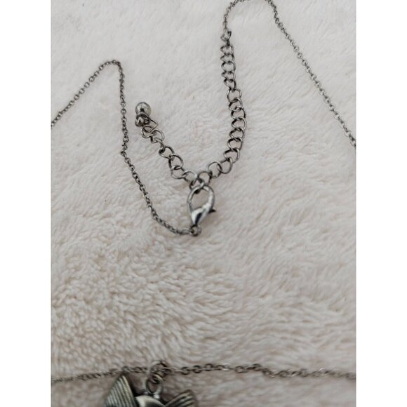 Women's Necklace Owl Clear Crystals Silver Tone 16"Chain Adjustable Bead Fringe - Picture 3 of 5